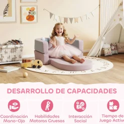 Sofá infantil Soha Aiyaplay convertible en cama rosa 14x116x61 cm