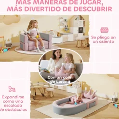 Sofá infantil Soha Aiyaplay convertible en cama rosa 14x116x61 cm