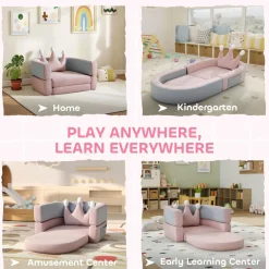 Sofá infantil Soha Aiyaplay convertible en cama rosa 14x116x61 cm