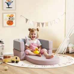Sofá infantil Soha Aiyaplay convertible en cama rosa 14x116x61 cm