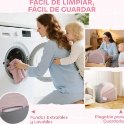 Sofá infantil Soha Aiyaplay convertible en cama rosa 14x116x61 cm