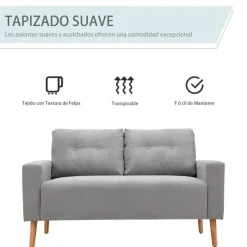 Sofá Neptuno Homcom 2 plazas con reposabrazos gris 88x145x76 cm
