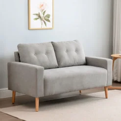 Sofá Neptuno Homcom 2 plazas con reposabrazos gris 88x145x76 cm