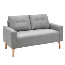 Sofá Neptuno Homcom 2 plazas con reposabrazos gris 88x145x76 cm