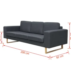 Sofá Pamela 3 plazas tela 76x200x82 cm
