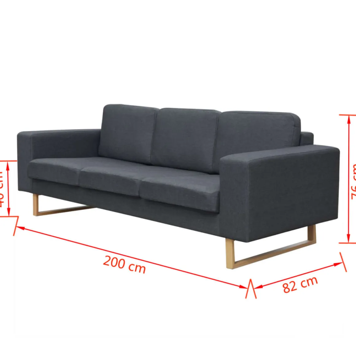 Sofá Pamela 3 plazas tela 76x200x82 cm