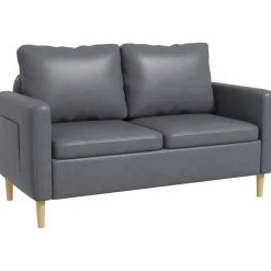 Sofá Preta Homcom 2 plazas con bolsillos laterales gris 83x143x76 cm