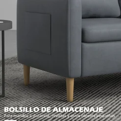 Sofá Preta Homcom 2 plazas con bolsillos laterales gris 83x143x76 cm