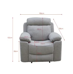 Sofá relax Olimpo 1 plaza reclinable con reposapiés gris 102x106x66-96 cm