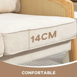 Sofá Rueca Homcom 2 plazas beige 88x123x75 cm