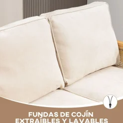 Sofá Rueca Homcom 2 plazas beige 88x123x75 cm