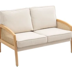 Sofá Rueca Homcom 2 plazas beige 88x123x75 cm