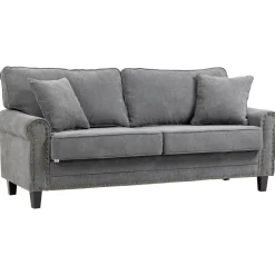 Sofá Viator Homcom 3 plazas tapizado con cojines gris 89x196x80,5 cm