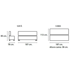 Sofá-cama Clic Clac Béisbol tela nolia 89x187x88 cm