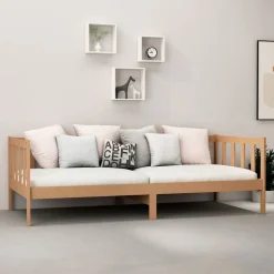 Sofá-cama de madera rústico 66x203x98 cm