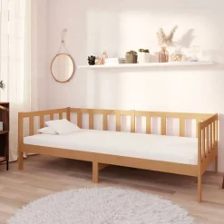 Sofá-cama de madera rústico 66x203x98 cm