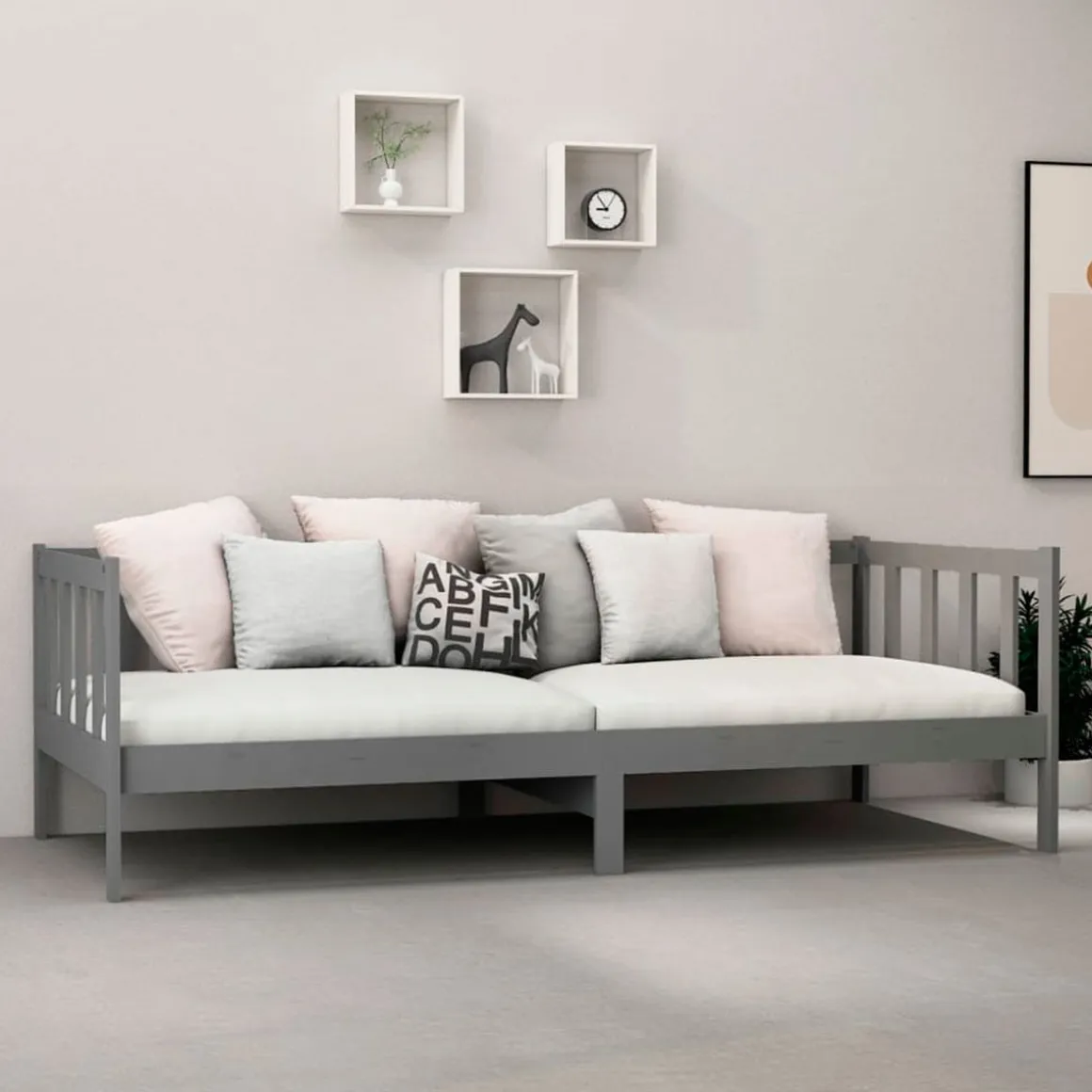 Sofá-cama de madera rústico 66x203x98 cm