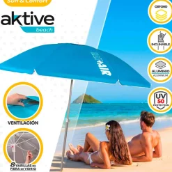 Sombrilla Air Max Aktive Beach altura regulable protección UV50 azul Ø220 cm