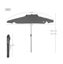 Sombrilla Aktive con ventilación + bolsa de transporte gris Ø230 cm