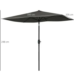 Sombrilla Charlotte Outsunny rectangular manivela + protección UV50+ gris 248x205x290 cm