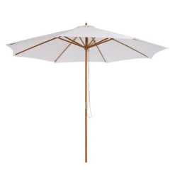 Sombrilla con estructura de madera blanco crema Ø300x250 cm