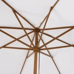Sombrilla con estructura de madera blanco crema Ø300x250 cm