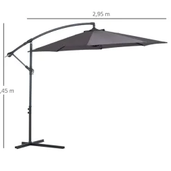 Sombrilla de jardín excéntrica Outsunny gris Ø295x245 cm