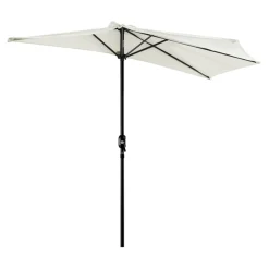 Sombrilla de jardín Outsunny con manivela semicircular crema 236x269x138 cm