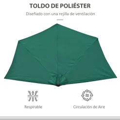 Sombrilla de jardín Outsunny con manivela 236x269x138 cm