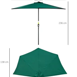 Sombrilla de jardín Outsunny con manivela 236x269x138 cm