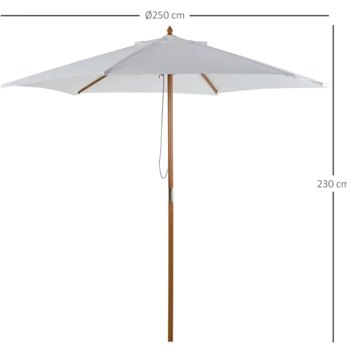Sombrilla de jardín Outsunny sistema de polea con ventilación superior Ø250x230 cm