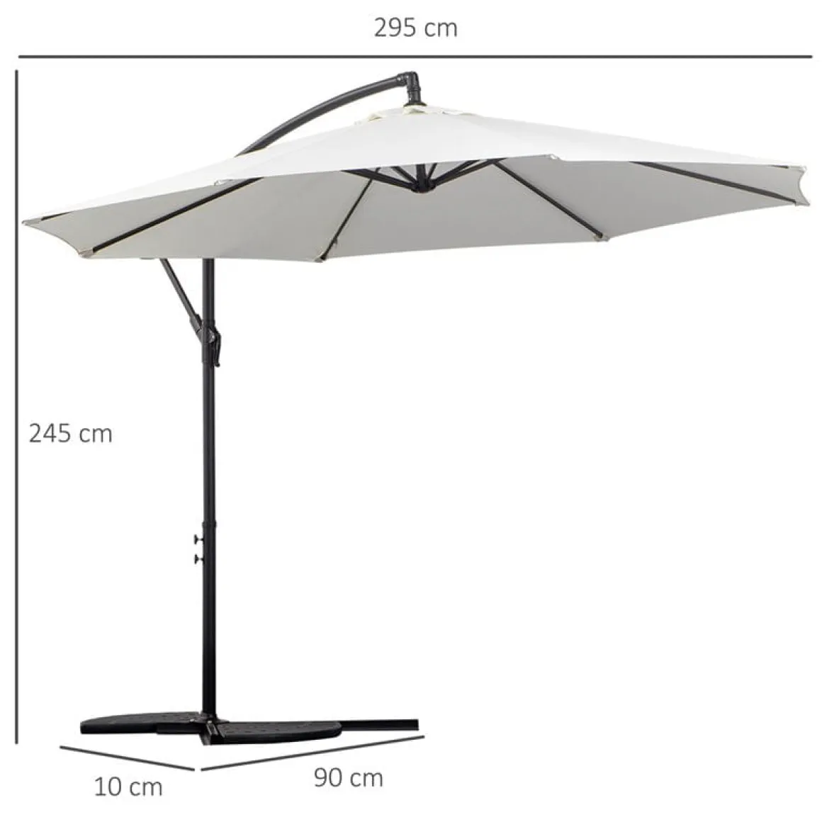 Sombrilla de jardín Outsunny inclinable con manivela crema Ø295x245 cm