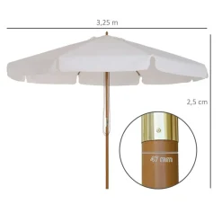 Sombrilla de jardín Outsunny sistema de polea beige Ø325x250 cm