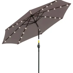 Sombrilla de jardín Outsunny 32 luces LED con manivela Ø265x233 cm