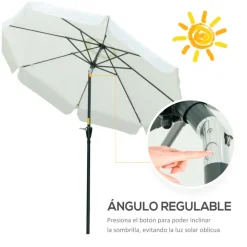 Sombrilla de jardín Outsunny inclinable con ventilación y manivela beige Ø266x248,5 cm