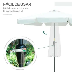 Sombrilla de jardín Outsunny inclinable con ventilación y manivela beige Ø266x248,5 cm