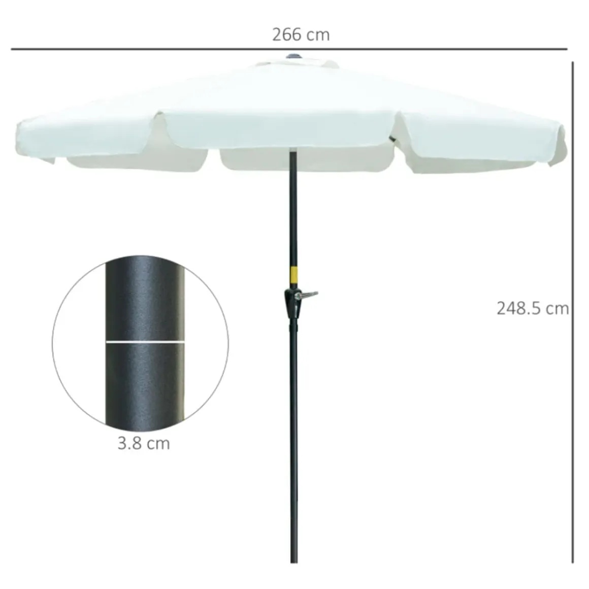 Sombrilla de jardín Outsunny inclinable con ventilación y manivela beige Ø266x248,5 cm