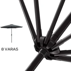 Sombrilla de jardín Outsunny con manivela inclinable y desmontable Ø295X250 cm