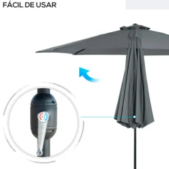 Sombrilla de jardín Outsunny con manivela inclinable y desmontable Ø295X250 cm