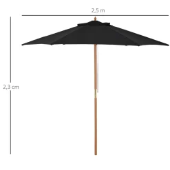 Sombrilla de jardín Outsunny apertura con cuerda negro Ø250x230 cm