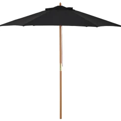 Sombrilla de jardín Outsunny apertura con cuerda negro Ø250x230 cm