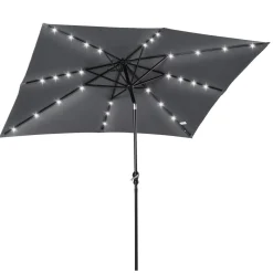 Sombrilla de jardín Outsunny techo inclinable luz LED gris oscuro 248x268x205 cm