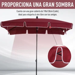 Sombrilla de jardín Soleá Outsunny inclinable 4 varillas 245x198x130 cm