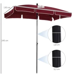 Sombrilla de jardín Soleá Outsunny inclinable 4 varillas 245x198x130 cm