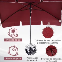 Sombrilla de jardín Soleá Outsunny inclinable 4 varillas 245x198x130 cm