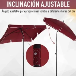 Sombrilla de jardín Soleá Outsunny inclinable 4 varillas 245x198x130 cm