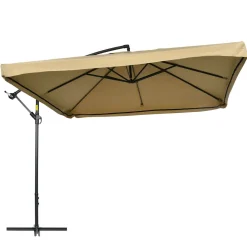 Sombrilla de jardín Vila Outsunny excéntrica + mosquitera beige 265x296 cm