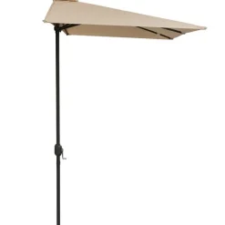 Sombrilla de media pantalla Outsunny con manivela beige 245x230x130 cm