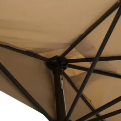 Sombrilla de media pantalla Outsunny con manivela beige 245x230x130 cm