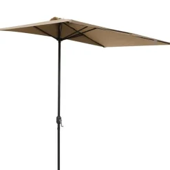 Sombrilla de media pantalla Outsunny con manivela beige 245x230x130 cm